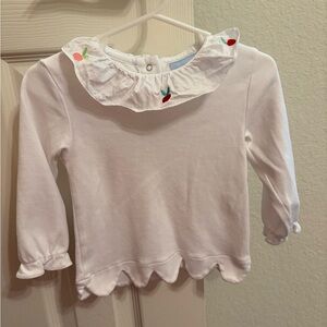 Bella Bliss White Ruffled Blouse with Decorative Collar